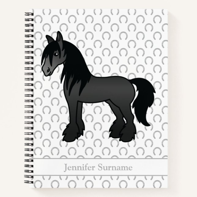 Cuaderno Caballo Clydesdale Vanner Gitano Negro & Texto (Anverso)