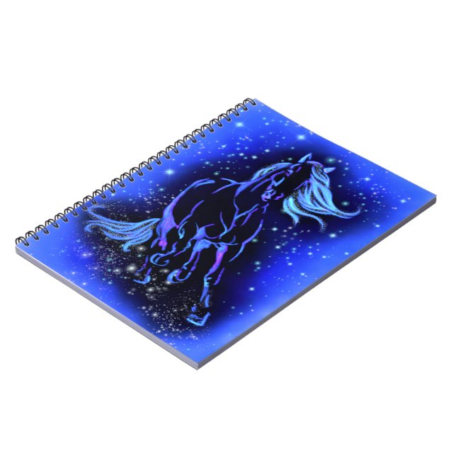 Cuaderno Caballo De Bloc Azul Corriendo En Noche Estelar (Lado Izquierdo)