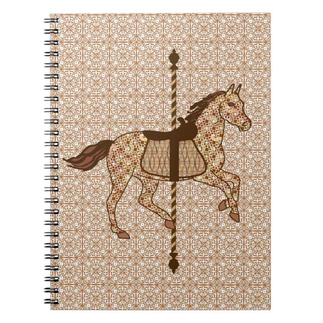 Cuaderno Caballo de carrusel - Marrón chocolate y Tan (Frente)