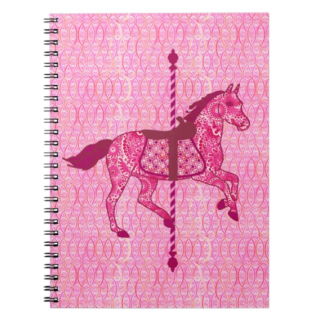 Cuaderno Caballo de carrusel - rosa de la fucsia (Frente)