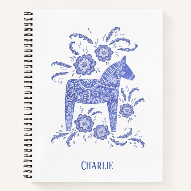 Cuaderno Caballo de dala sueco personalizado (Anverso)