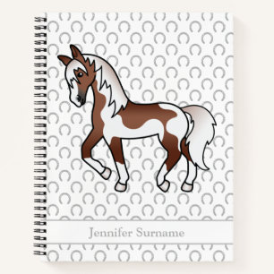 Cuaderno Caballo de dibujos animados Pinto marrón trotando
