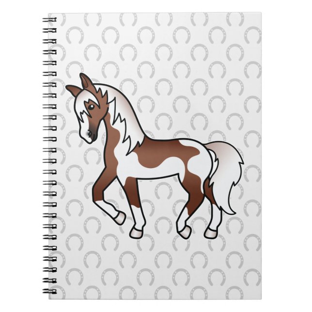 Cuaderno Caballo De Dibujos Animados Trotando Pinto Marrón (Frente)