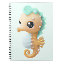 Cuaderno Caballo de mar para bebés en Verde azulado y blanc