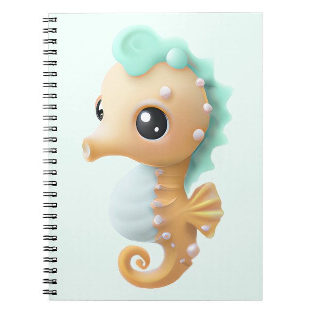 Cuaderno Caballo de mar para bebés en Verde azulado y blanc (Frente)