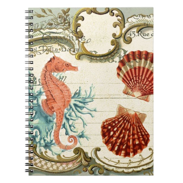 Cuaderno Caballo de mar vintage moderno de Francia (Frente)