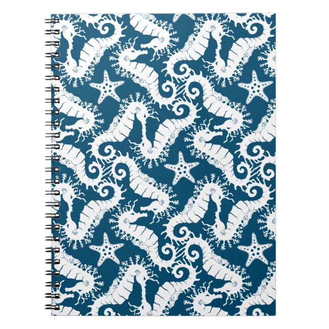 Cuaderno Caballo de mar y pez estrella de mar - Patrón mari (Frente)