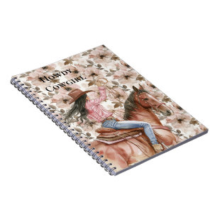 Cuaderno Caballo de pelo negro de vaca floral suroeste