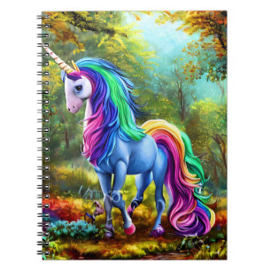 Cuaderno Caballo de unicornio colorido en el bosque 46567
