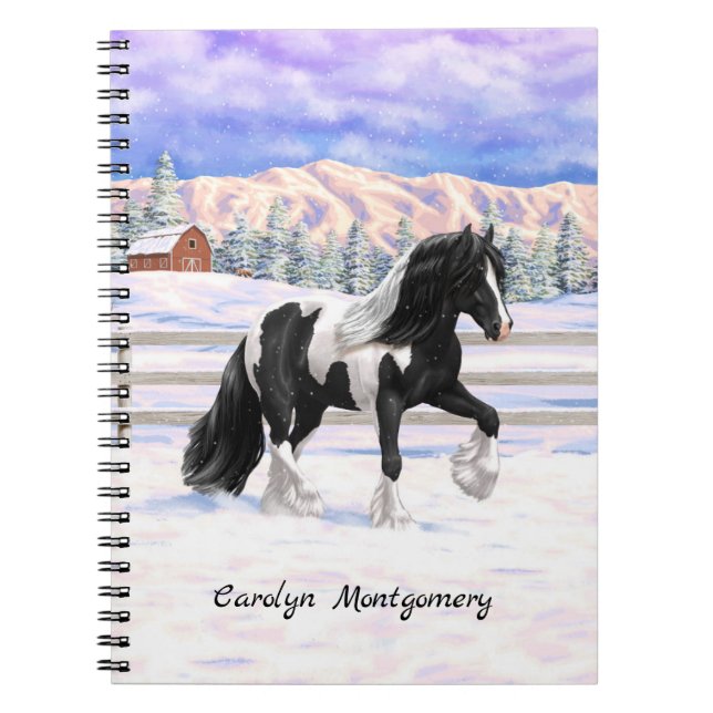 Cuaderno Caballo de Vanner de Black Pinto Piebald Gypsy (Frente)