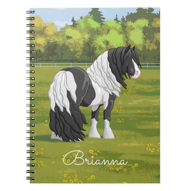 Cuaderno Caballo de Vanner de Black Pinto Piebald Gypsy (Frente)