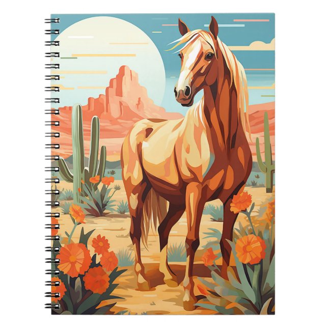 Cuaderno Caballo del desierto del Palomino de Arte Pop (Frente)