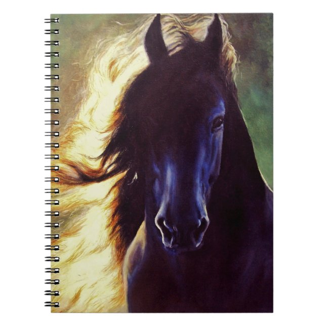 Cuaderno Caballo del negro del "resplandor frisio", (Frente)