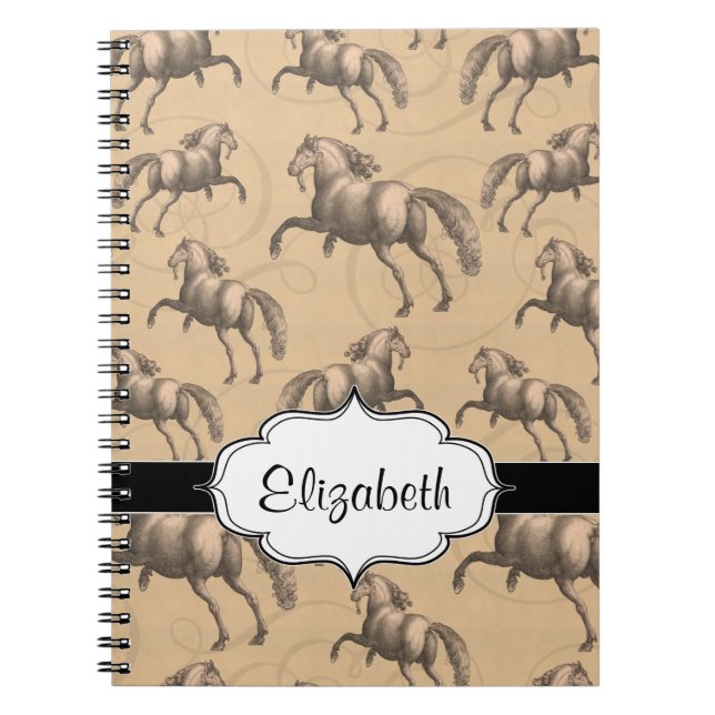 Cuaderno Caballo español galopante elegante (Frente)