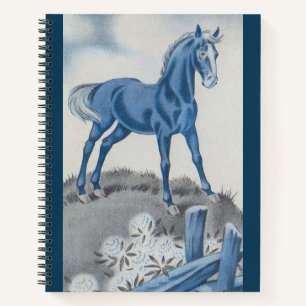 Cuaderno caballo feliz en azul