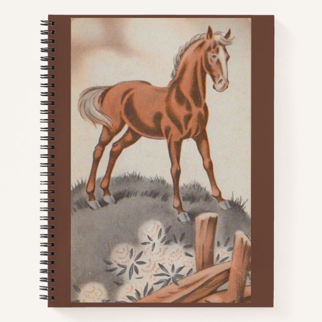 Cuaderno caballo feliz en marrón (Anverso)