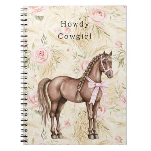Cuaderno Caballo Floral de Crema Rosa
