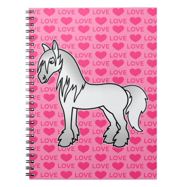 Cuaderno Caballo Gris de Dibujos Animados Gypsy Vanner Shir (Frente)