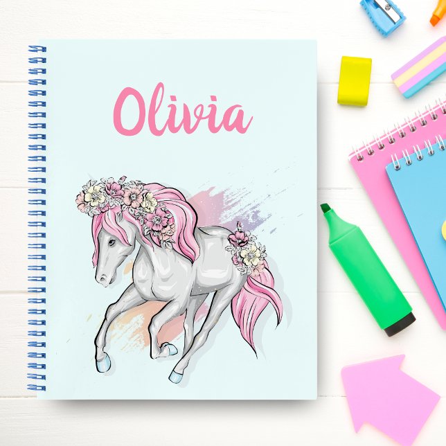 Cuaderno Caballo lindo con flores de vuelta a los Chicas es (Subido por el creador)