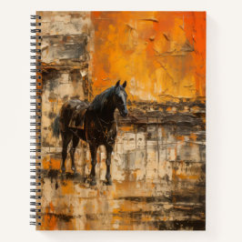 Cuaderno Caballo majestuoso al atardecer abstracto