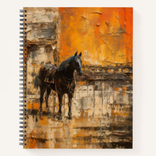 Cuaderno Caballo majestuoso al atardecer abstracto
