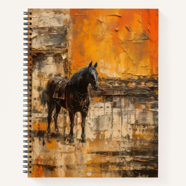 Cuaderno Caballo majestuoso al atardecer abstracto (Anverso)