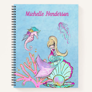 Cuaderno Caballo marino de sirena y medusa