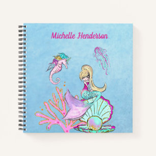 Cuaderno Caballo marino de sirena y medusa