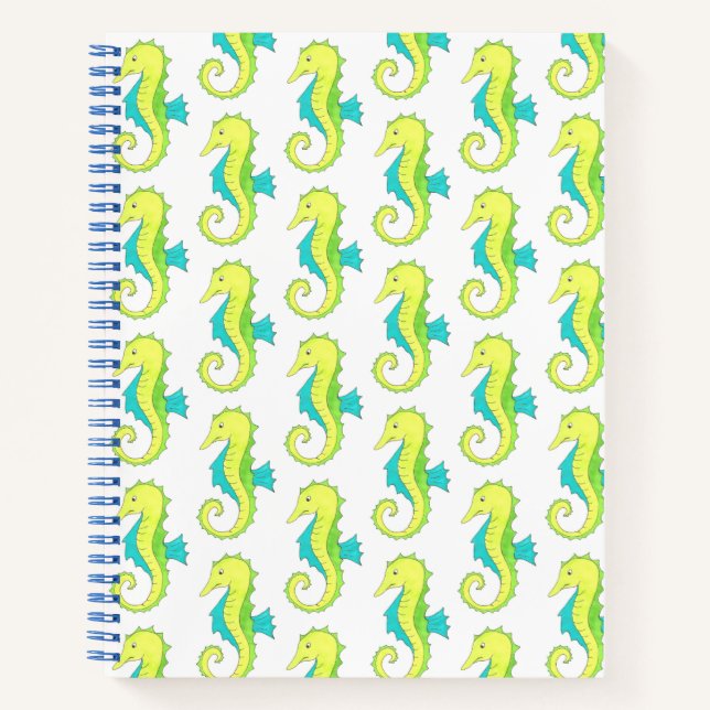 Cuaderno Caballo marino verde Caballo playa Océano Vida mar (Anverso)
