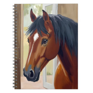 Cuaderno Caballo Marrón Acuarela Animal Campo Granero