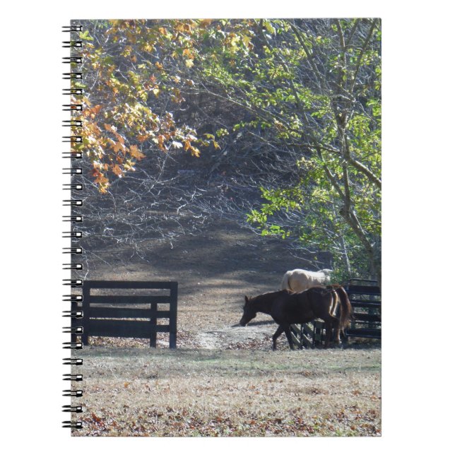 Cuaderno Caballo marrón caminando por la valla (Frente)