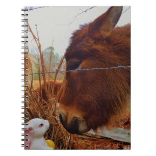Cuaderno Caballo marrón en miniatura y conejo de Pascua