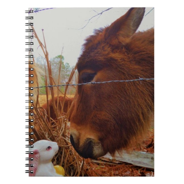 Cuaderno Caballo marrón en miniatura y conejo de Pascua (Frente)