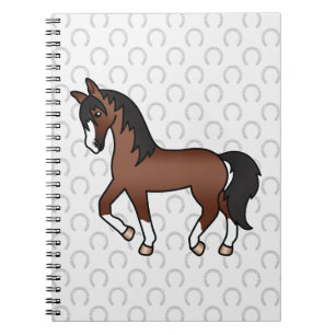Cuaderno Caballo Marrón Trotando y Patrón de Herraduras