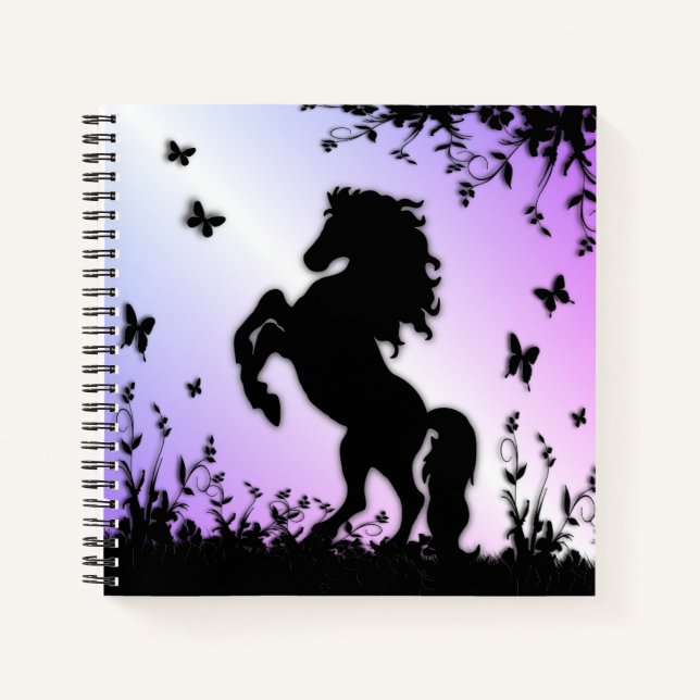 Cuaderno Caballo negro alzado (Anverso)