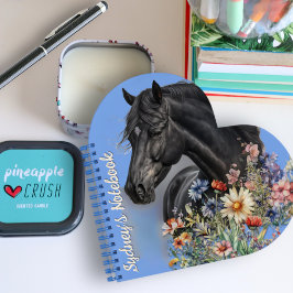 Cuaderno Caballo Negro con Forma de Corazón Personalizado