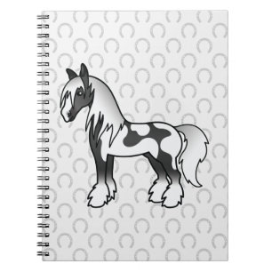 Cuaderno Caballo negro pío de dibujos animados Gypsy Vanner