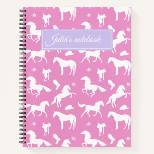 Cuaderno Caballo Nombre Personalizado Gift Ecuestre Rosa