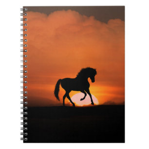 Cuaderno Caballo personalizable en el portátil Sunset