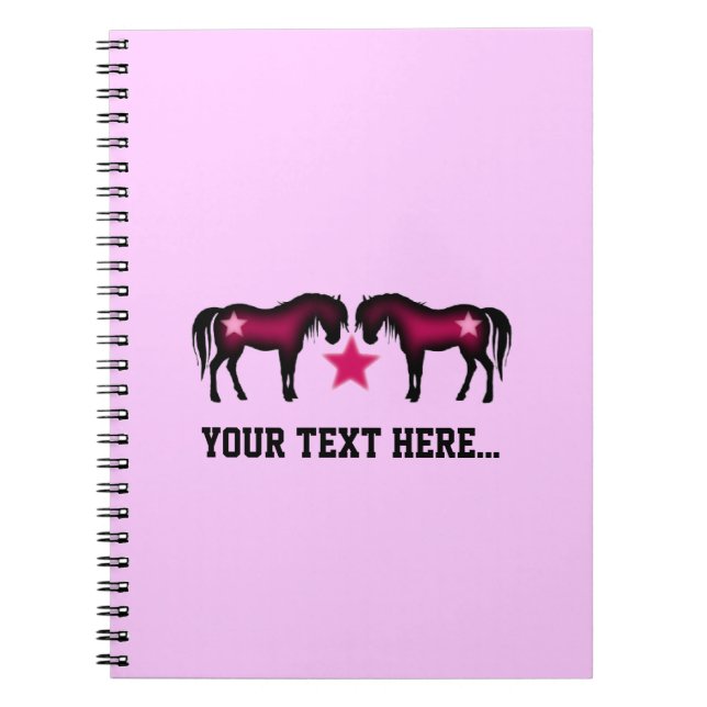 Cuaderno Caballo personalizado femenino rosado (Frente)