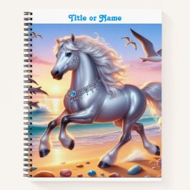 Cuaderno Caballo plateado con joyas