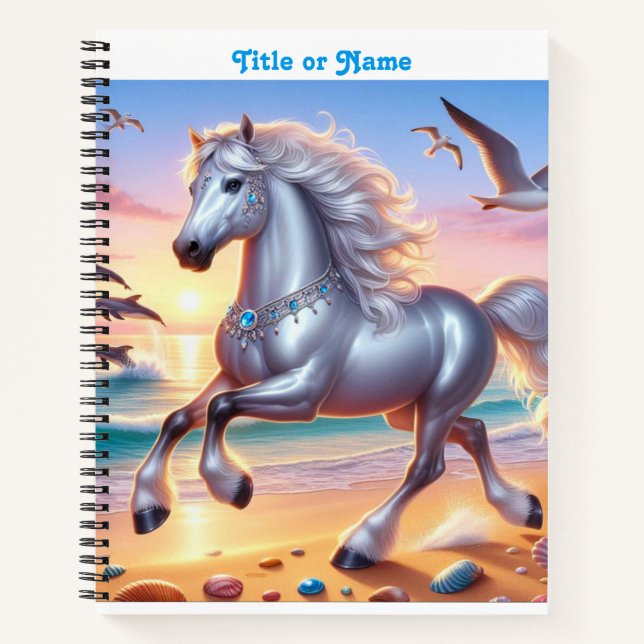 Cuaderno Caballo plateado con joyas (Anverso)