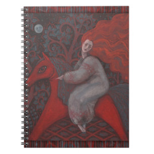 Cuaderno "Caballo Rojo", pelirroja, arte surrealista de fan
