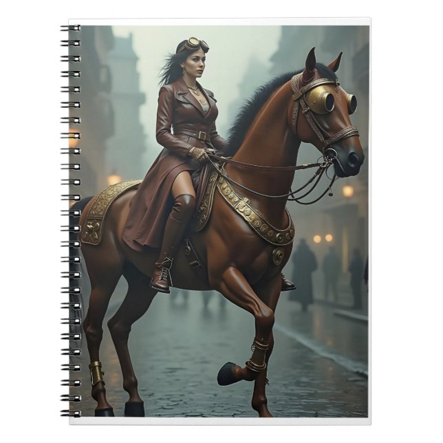 Cuaderno Caballo Steampunk con piloto (Frente)