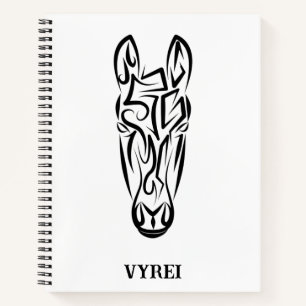 Cuaderno Caballo tribal blanco y negro