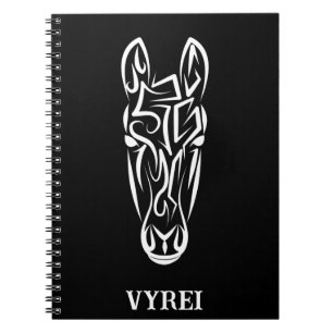 Cuaderno Caballo tribal blanco y negro