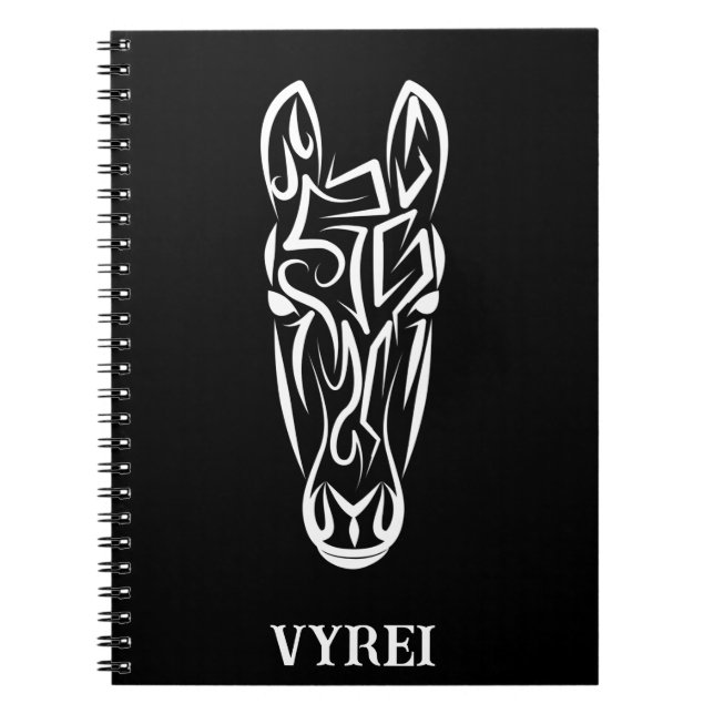Cuaderno Caballo tribal blanco y negro (Frente)