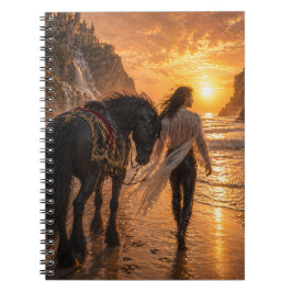 Cuaderno Caballo y hombre soñadores románticos Atardecer en