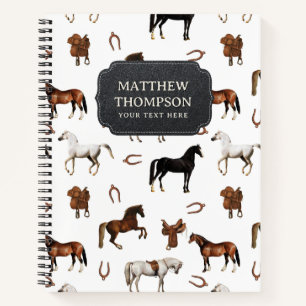 Cuaderno Caballos Acuarela Herradura Sillas de montar