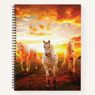 Cuaderno Caballos al atardecer lanzando almohada